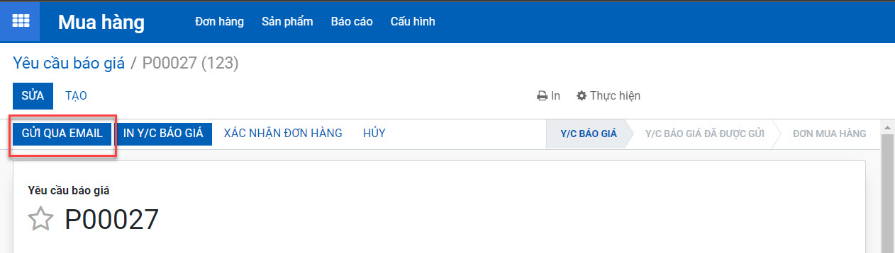 Gửi email đến nhà cung cấp